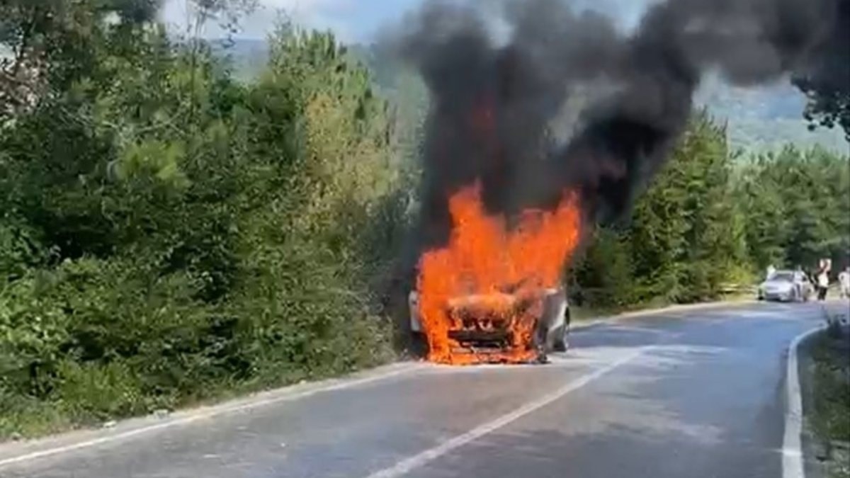 Bartın'da otomobil alevlere teslim oldu: Otomobil küle döndü