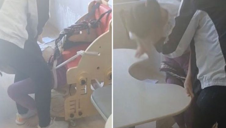 Otizmli çocukları derste iple bağladılar!