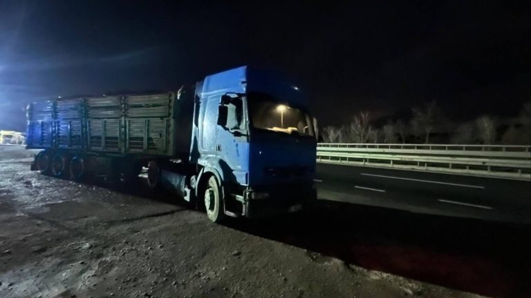 Bilecik’te seyir halinde talaş yüklü tır dorsesi alev aldı