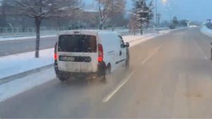 Çorum’da itfaiye aracına dakikalarca yol vermedi