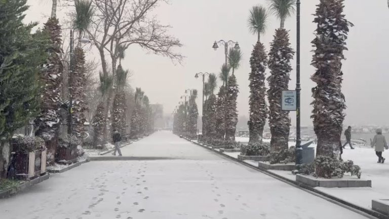 İstanbul’un Silivri kesimleri güne lapa lapa karla uyandı