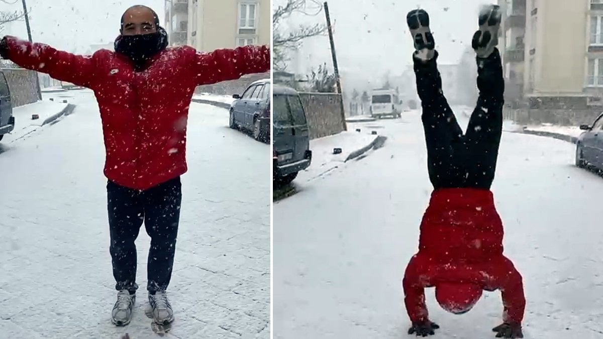 Samsun’da yağan karda 20 taklalık sevinç