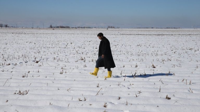 Şanlıurfa’da etkili olan kar yağışı çiftçiyi sevindirdi
