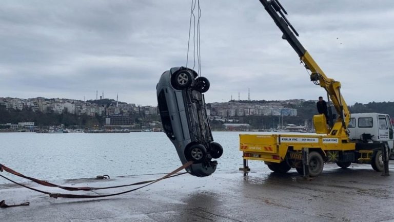 Şile Limanı’nda kaza: Otomobil denize savruldu