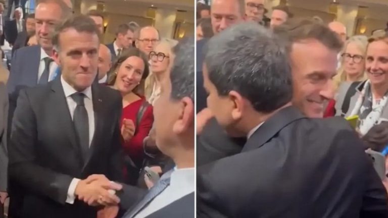 Fransa Cumhurbaşkanı Macron ile YPG elebaşı Mazlum Abdi kucaklaştı