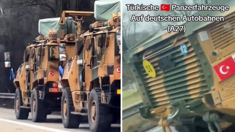 Türk askeri ve zırhlı araçları Almanya otobanında