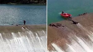 Antalya’daki Alakır Barajı’nda tehlikeli temizlik kamerada